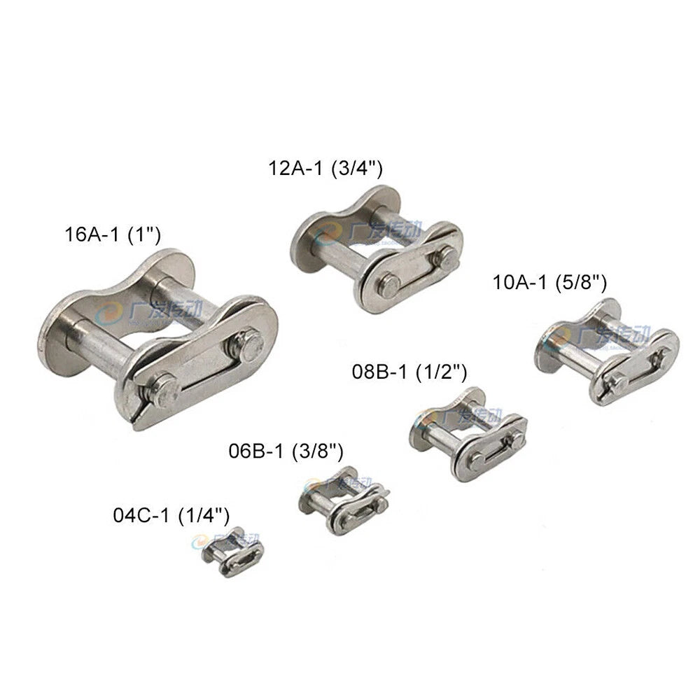 #25 - #200 Simplex/Duplex Roller Chains Full/Half Connecting Links Pitch 1/4"-2"
