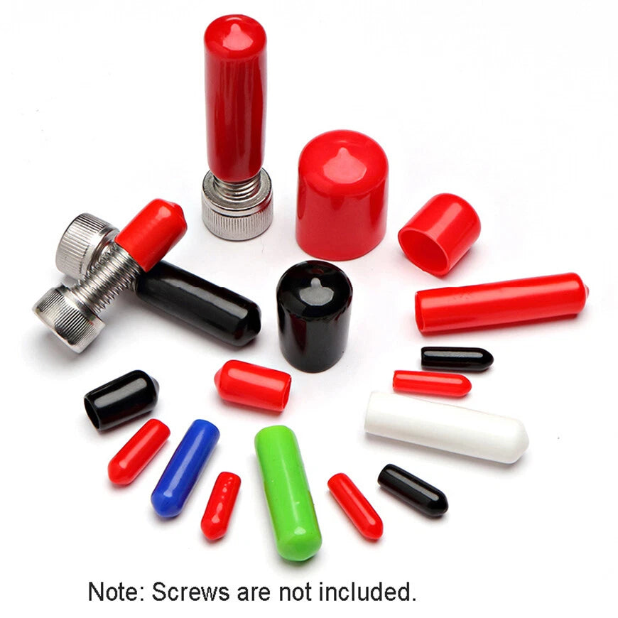 Vinyl Rubber Thread Cover Caps – Φ1.5mm to Φ24mm – 7 Colors (Black, Red, White, Clear, Blue, Yellow, Green)