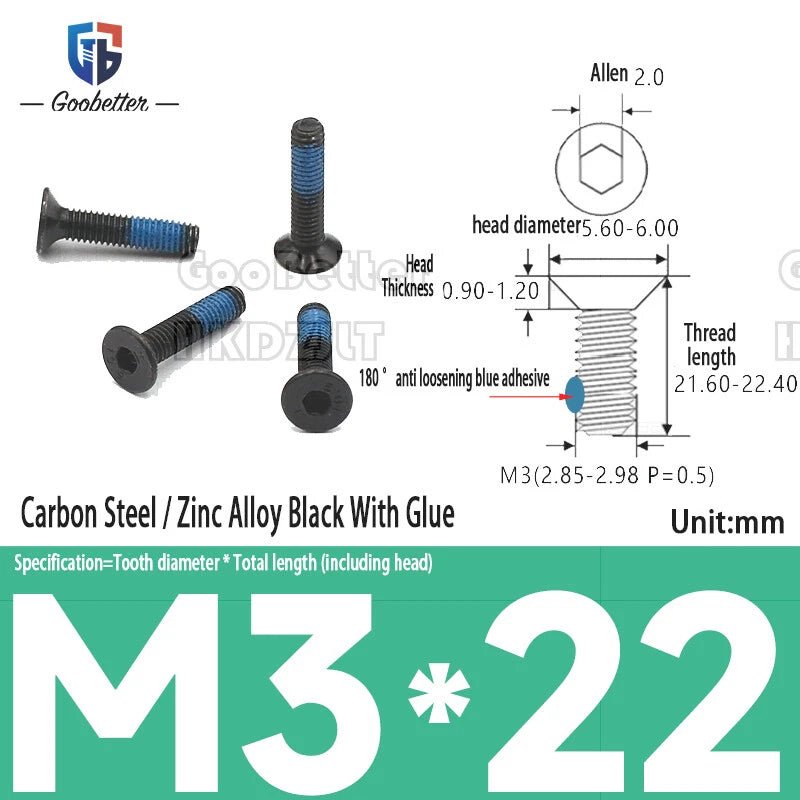 Hex Socket Flat Head Machine Screws M2–M5 — Allen Drive Countersunk, Multiple Finishes, 100 or 200 Pack - HomeDIYer