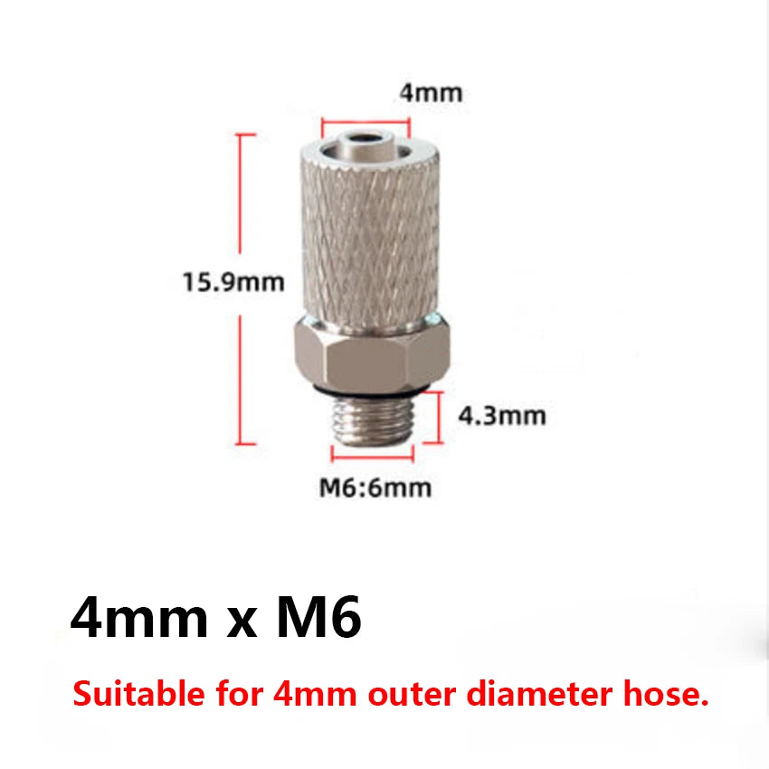 Pneumatic Straight Hose Fitting — Male Thread Push-In Connector (3mm–6mm OD)