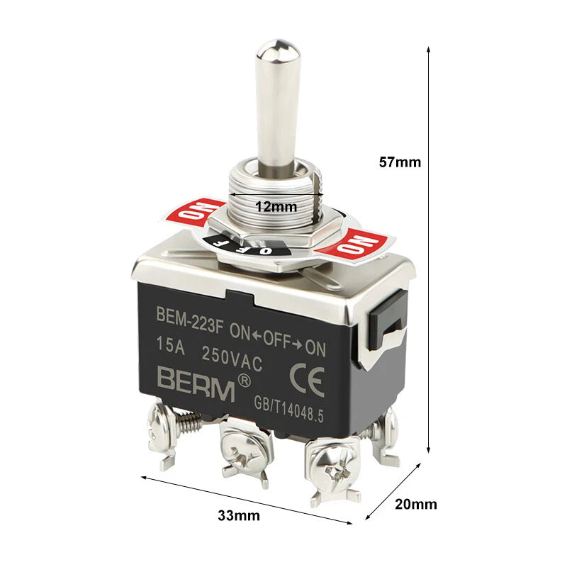 Mini Toggle Switch ON-OFF-ON SPDT — 2/3 Position, 2–6 Pin, Latching & Momentary
