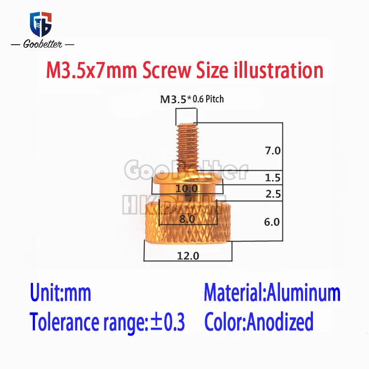 M3.5 x 7 10 12 16 20 mm Computer PC Case Aluminum Alloy Knurled Thumb Screws