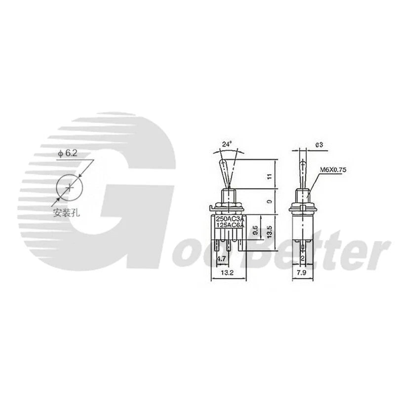 Mini Toggle Switch Latching SPDT/DPDT — MTS-102 MTS-103 MTS-202 MTS-203 | 2A 250VAC 5A 120VAC