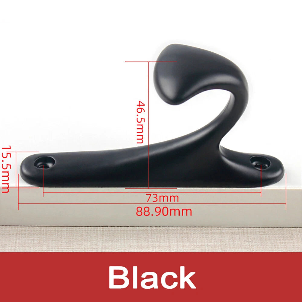 Zinc Alloy Single Hook Clothes Coat Robe Bathroom Wall Hooks Hanger Black Golden