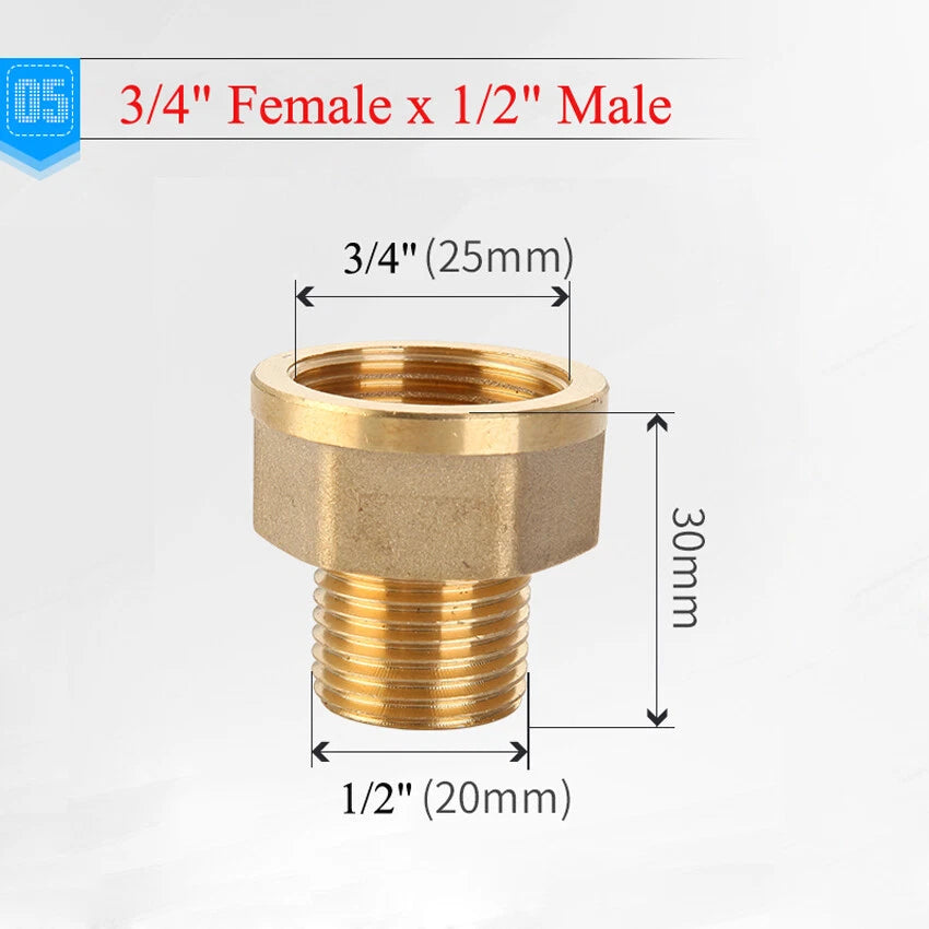 Brass NPT Pipe Fitting Adapter – Male Female Thread Coupler 1/2" 3/4" 1"