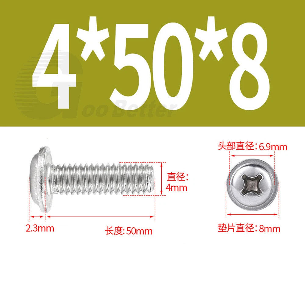 Flanged Phillips Pan Head Machine Screws – A2/A4 Stainless Steel, M1.4 to M6 (304/316)