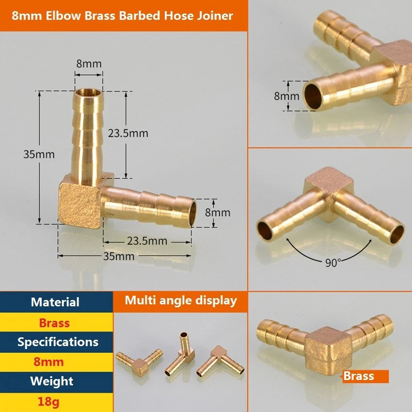 Brass Elbow Barb Hose Connector 4mm–19mm | Air Gas Fuel Pipe Fitting