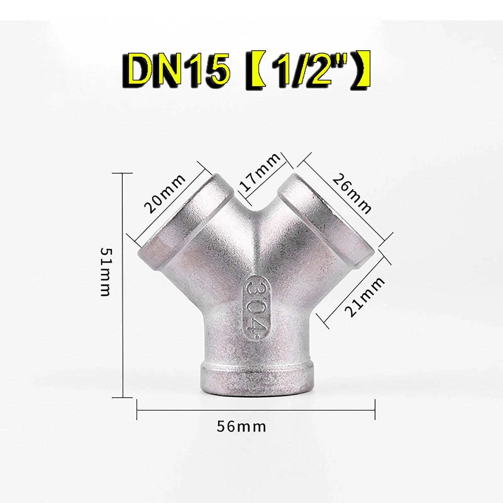 304 Stainless Steel Y-Piece Tee Pipe Fitting | BSP Thread | 1/4" to 2"