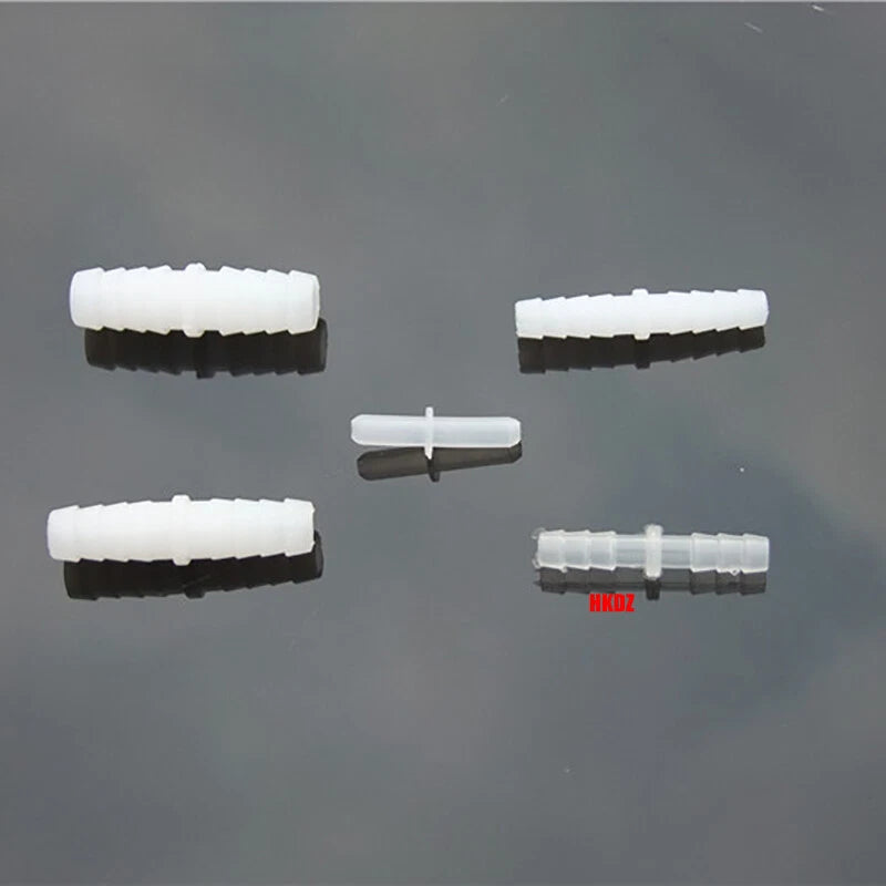 Clear Plastic Barbed Straight Hose Connectors — Pipe Joiner for Air, Fuel & Water Tubing