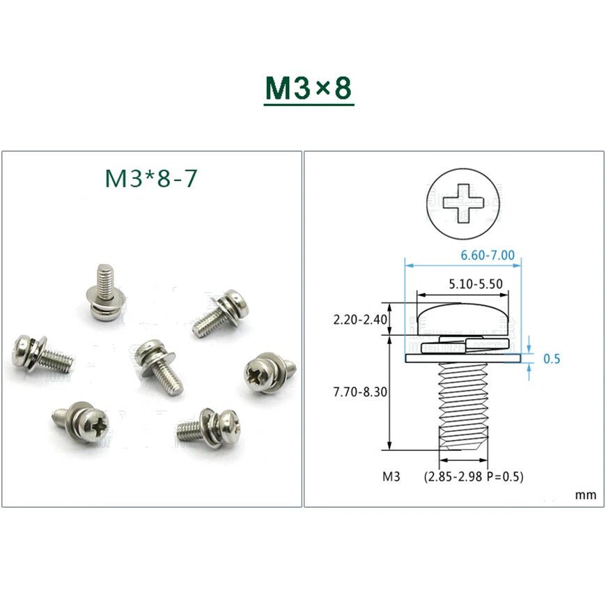 Stainless Steel Phillips Pan Head Screws with Flat and Spring Washers M1.6 to M5 - HomeDIYer
