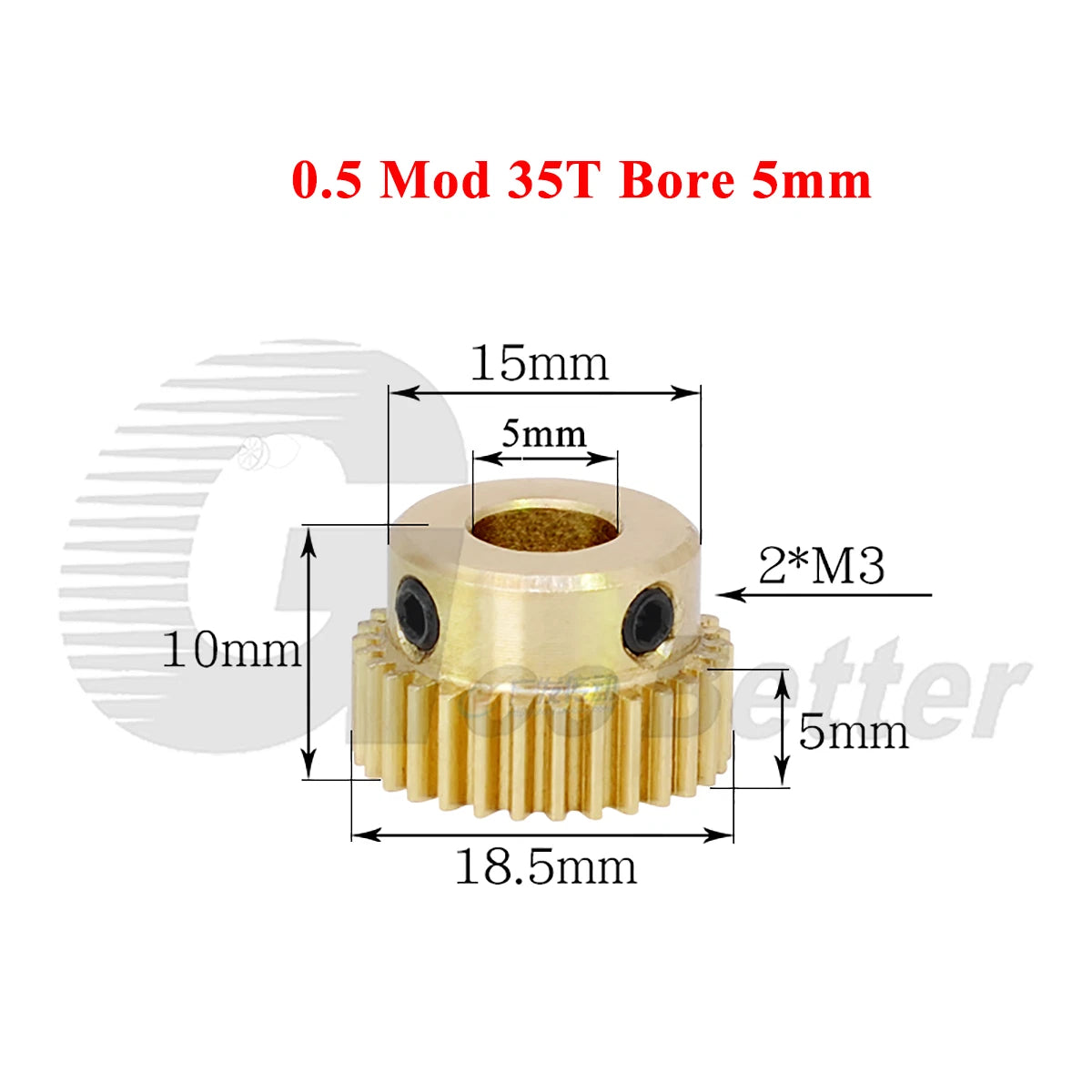 0.5 Mod Brass Spur Gear 35 Teeth Bore 4~12mm Motor Gear Transmission Pinion Gear
