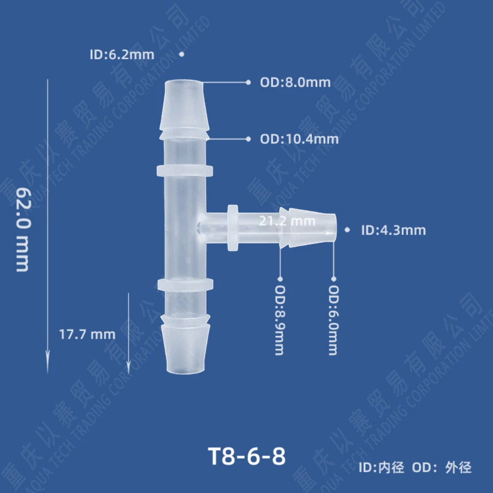 T-Type Barbed Hose Fitting — 3-Way Plastic Tee Connector for Tubing & Irrigation