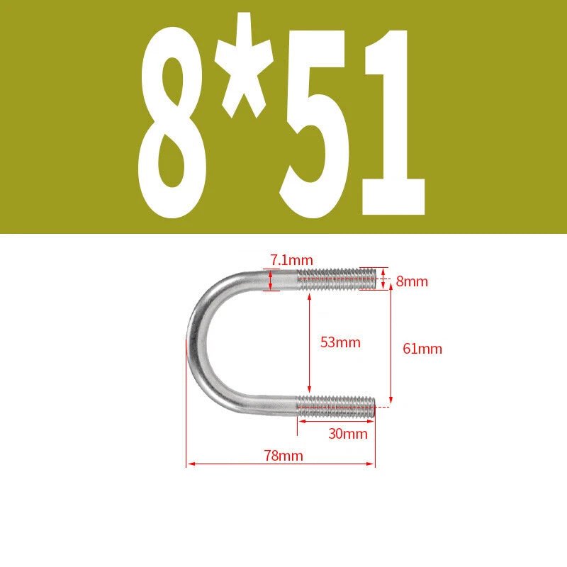 M8 U - Bolts Round Bend A2 Stainless Steel — 22mm to 161mm, Choose Your Pack - HomeDIYer