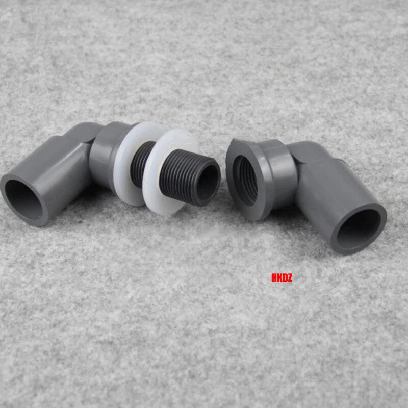 PVC Water Pipe Fish Tank Fittings Thread Straight Elbow Inlet Outlet Connector