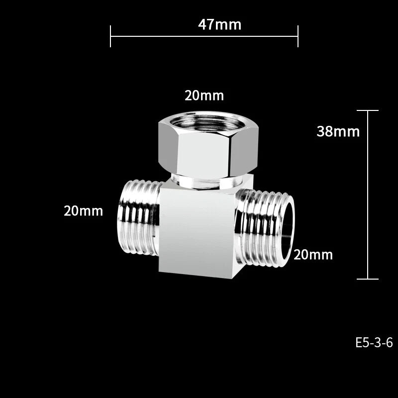 Copper Nickel Plated Diverter Valve Adapter Connector for Hose & Bath Shower