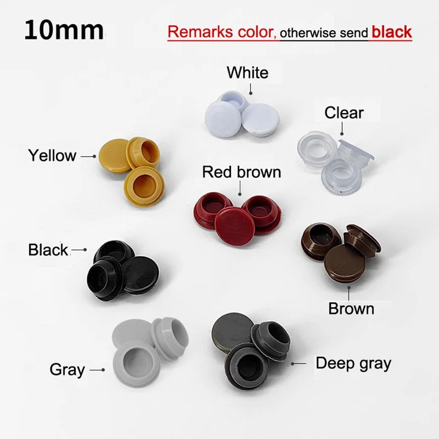 Plastic Screw Hole Cover Caps – Push Fit Furniture Plugs (8mm–18mm) – Multiple Colors