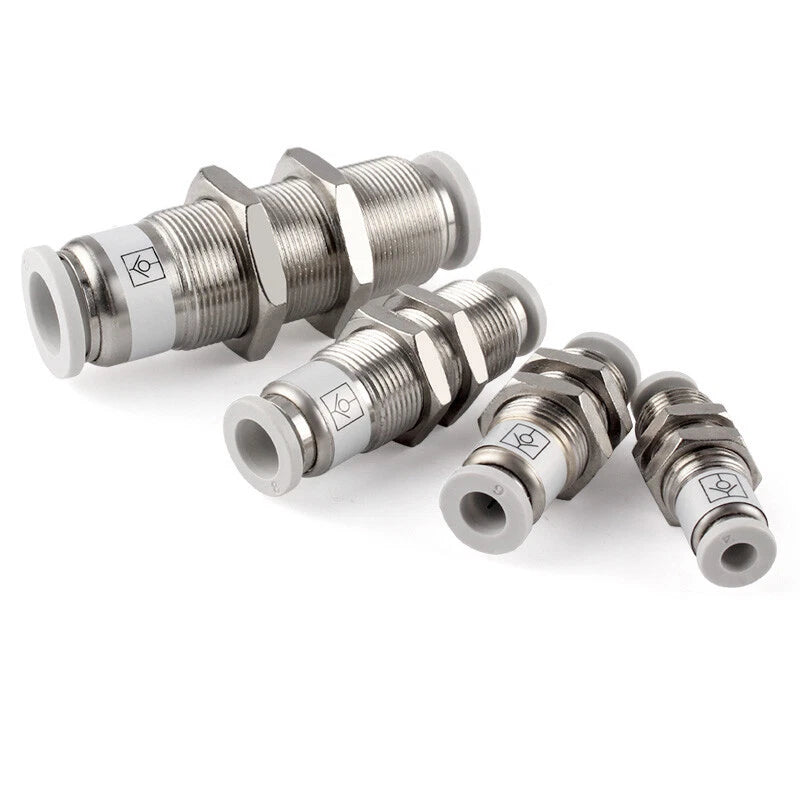 Bulkhead Push-In Fittings | Pneumatic Connectors for Air & Water Hose Tube | 4mm–16mm