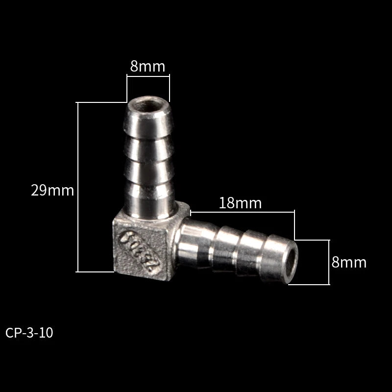 90° Elbow Barbed Tail Hose Connector Pipe Fitting Joiner 8-40mm Stainless Steel