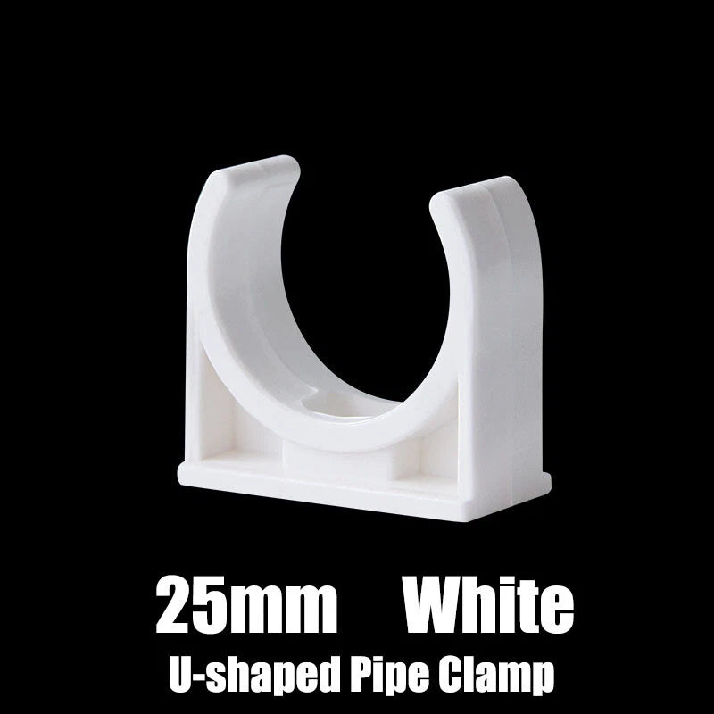 PVC U-Type Pipe Clamp Tube Holder 20 25 32 40 50mm Pipe Fittings White Grey