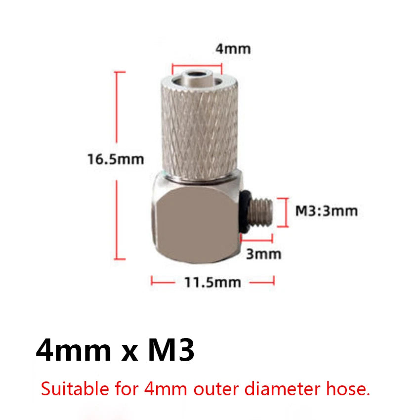 Mini Pneumatic Elbow Fittings — Push-In Hose Barb to Male Thread Connectors (3mm–6mm OD, M3–M6)