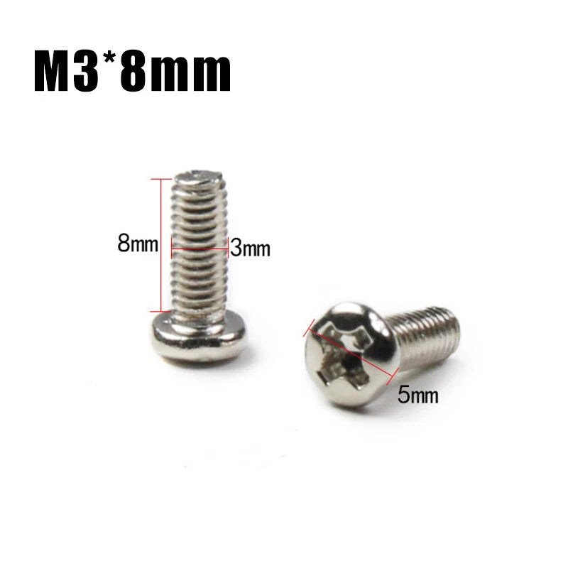 M3 Phillips Round Head Machine Screws – Small Bolts, Nickel Plated (5mm–30mm Lengths)