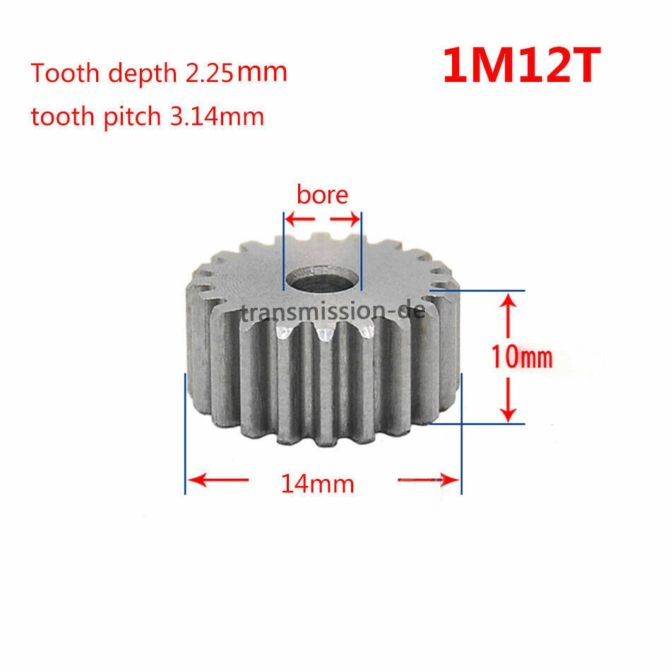 1/1.5 Mod 12T-150T Spur Gear 45# Steel Pinion Gear Thickness 1M-10mm 1.5M-15mm