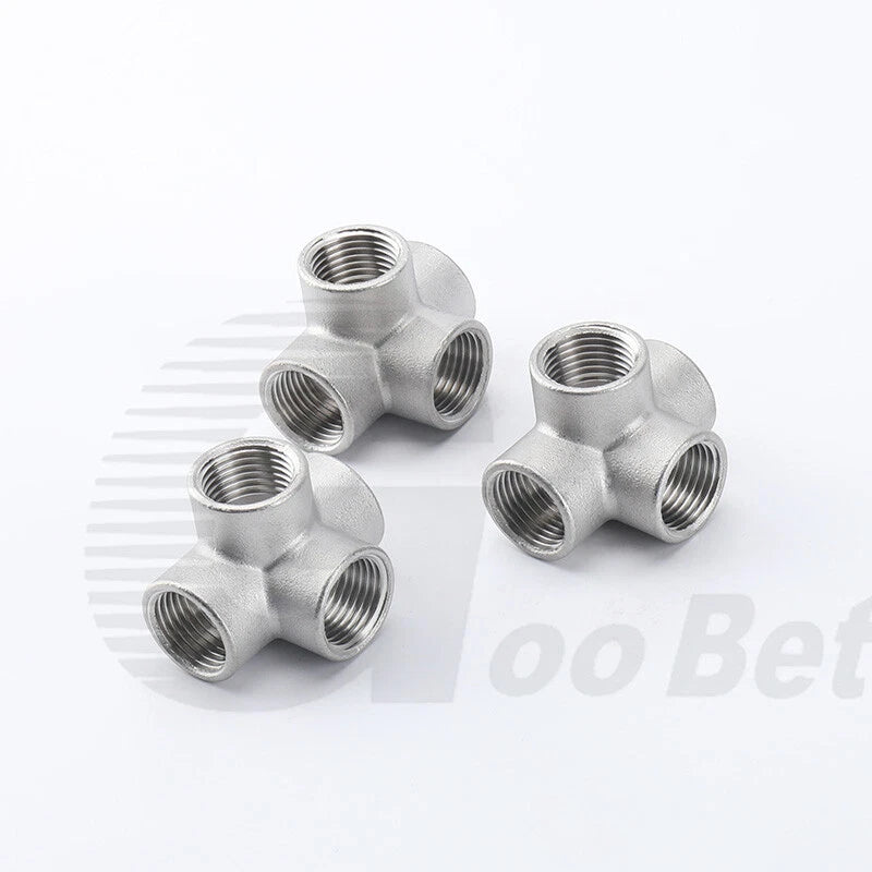 304 Stainless Steel BSP Cross Pipe Fittings — 3-Way & 4-Way, ½" to 1" Thread
