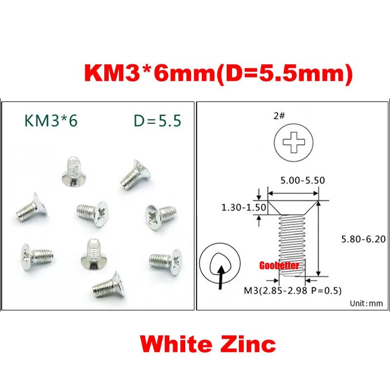 KM3/KM4 Phillips Flat Head Triangle Tooth Screws | Carbon Steel, Zinc or Nickel Coated - HomeDIYer