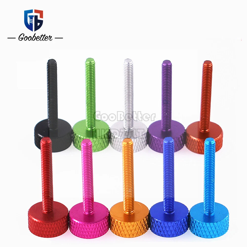 M3.5 Knurled Thumb Screws – Aluminum Alloy Hand-Tighten Grip Knob Bolts, 10 Colors