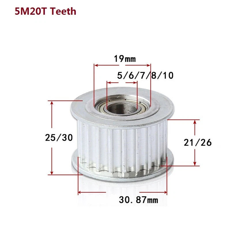 HTD-5M Timing Belt Idler Tensioner Pulley Smooth Tooth/Toothed Width 21/26mm