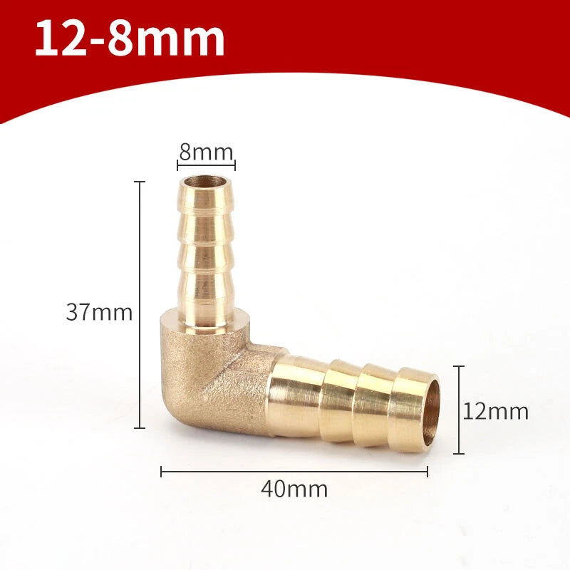 90° Brass Barb Elbow Fittings — Reducing Hose Joiner for Fuel, Air & Fluid Lines