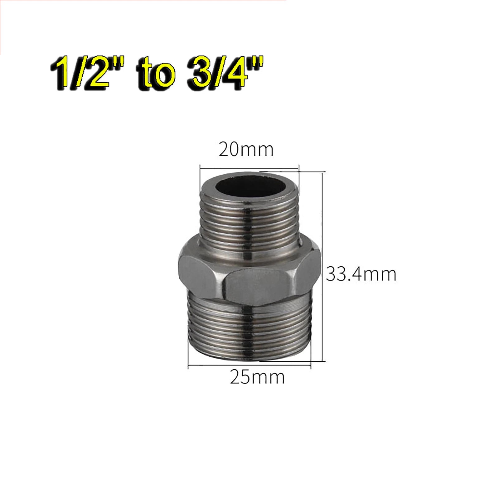 304 Stainless Steel Male to Male BSP Pipe Fitting Adaptor — Equal & Reducing Straight Connector