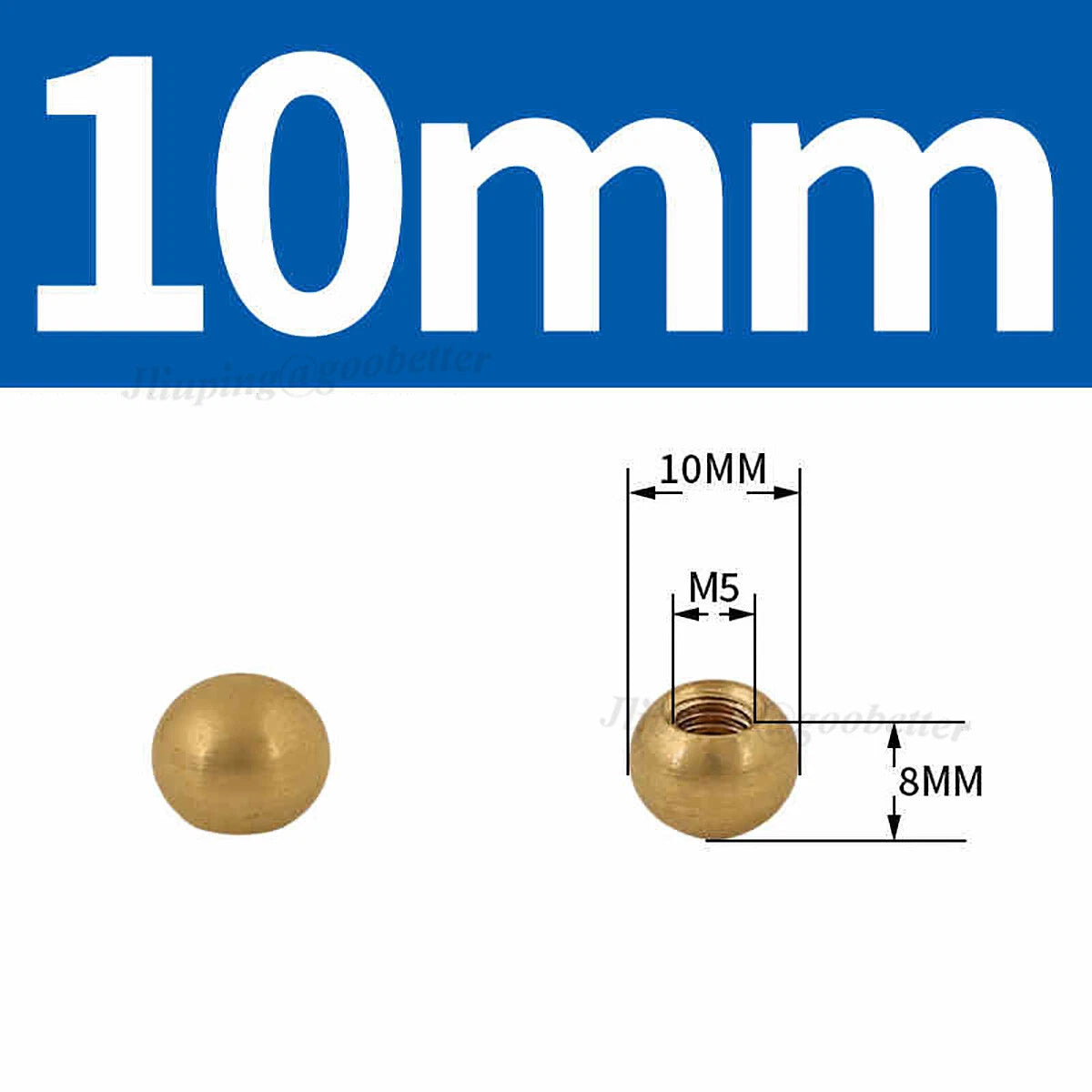 Brass Ball Cap Nuts – Lamp Finial Screw Caps, Female Thread M3 to M12, Ball Diameter 6–25mm