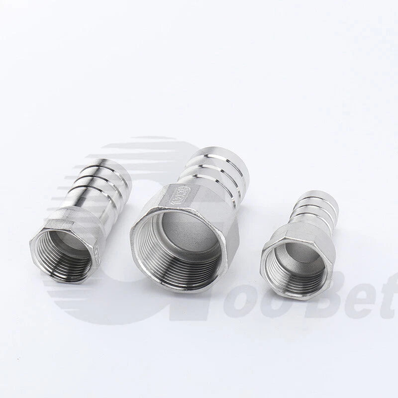 BSP Female Thread Barb Hose Tail Joiner — Stainless Steel Connector, 1/4" to 2"