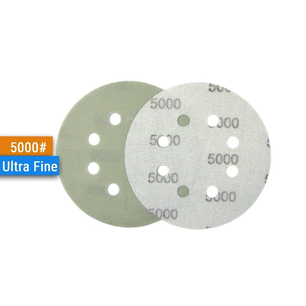 125mm 8 Hole Wet & Dry Sanding Disc 5 inch 600-5000 Grit for Car Sandpaper Pads