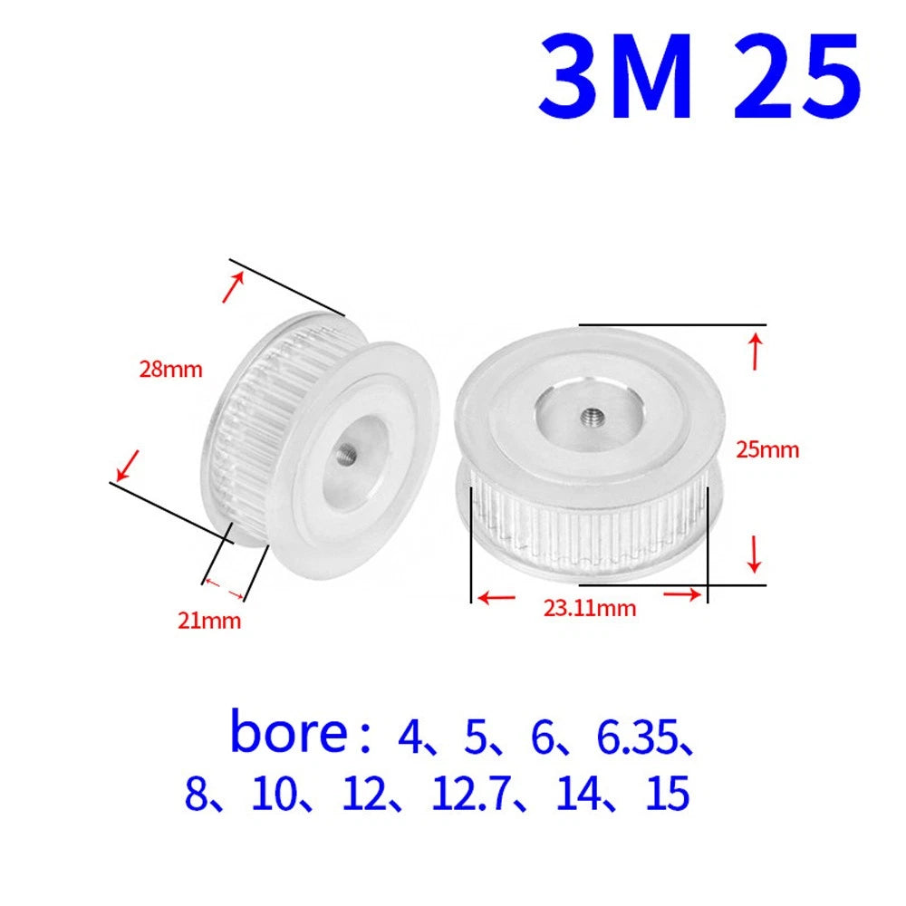 HTD-3M 20-60Teeth Timing Belt Pulley Pitch 3mm AF-type With Keyway, Width 21mm