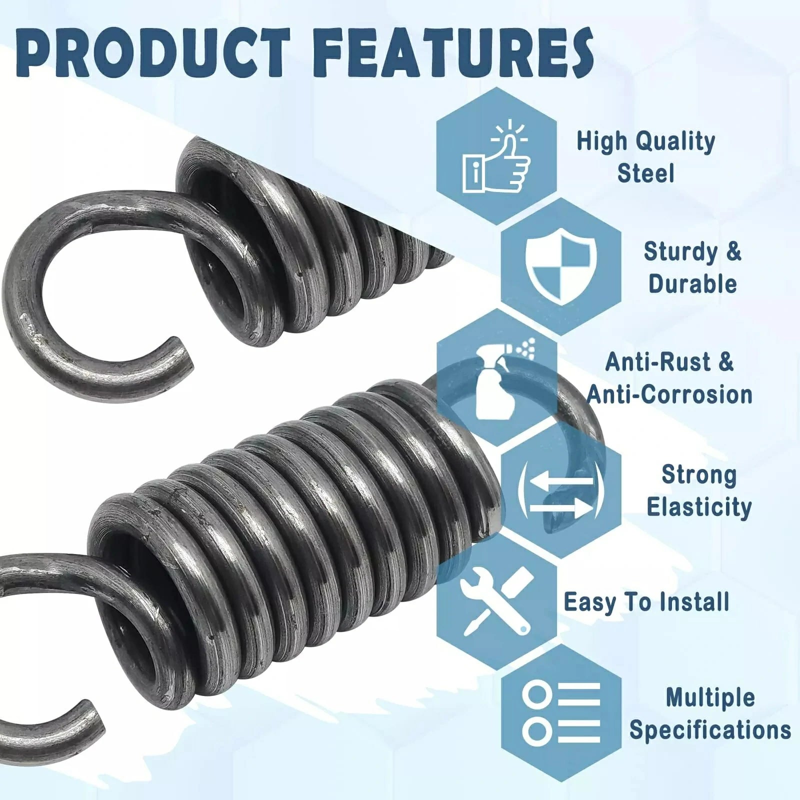 0.8mm to 1mm Wire Dia Hook Extension Tension Spring Springs Steel Small Spring