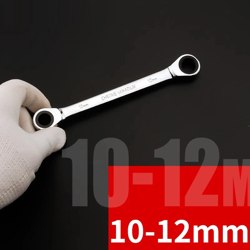 Double Ended Wrench Ratchet Spanner Fully polished 72 Teeth 8/10/12/13/17/19 mm