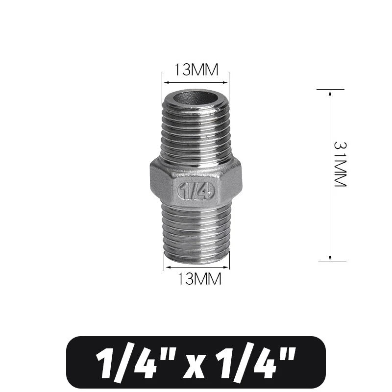 304 Stainless Steel Hex Nipple Pipe Fitting | Male to Male NPT Connector