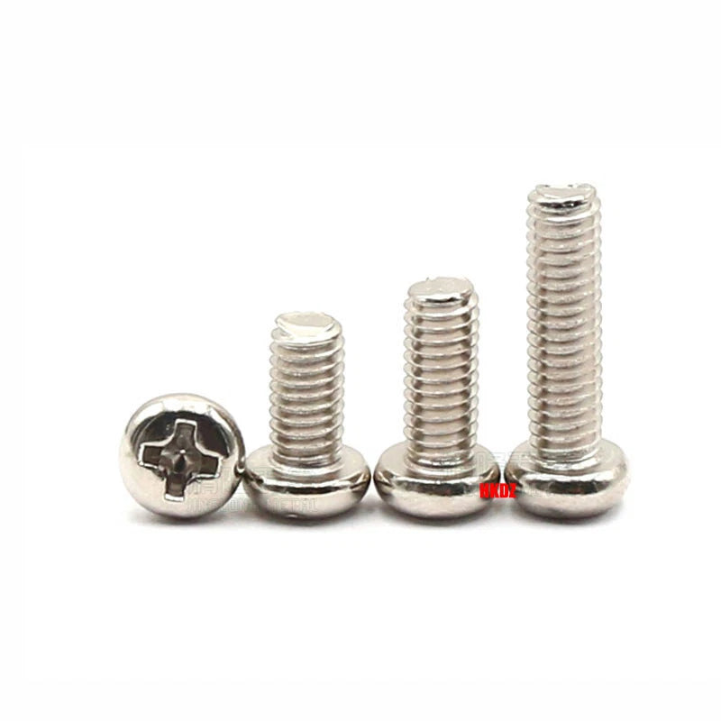 M1–M4 Phillips Pan Head Machine Screws – Carbon Steel, 2–70mm Lengths, Nickel/Black/White Zinc