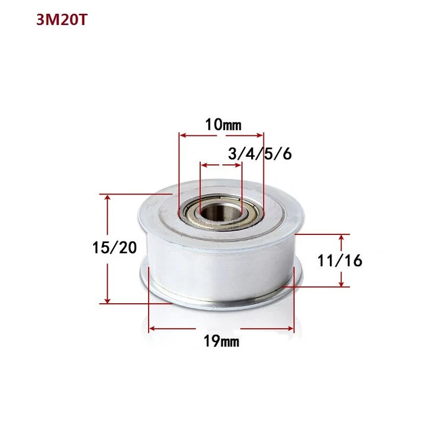 HTD-3M Timing Belt Tensioner Pulley Smooth Tooth/Toothed Idler Width 11/16mm