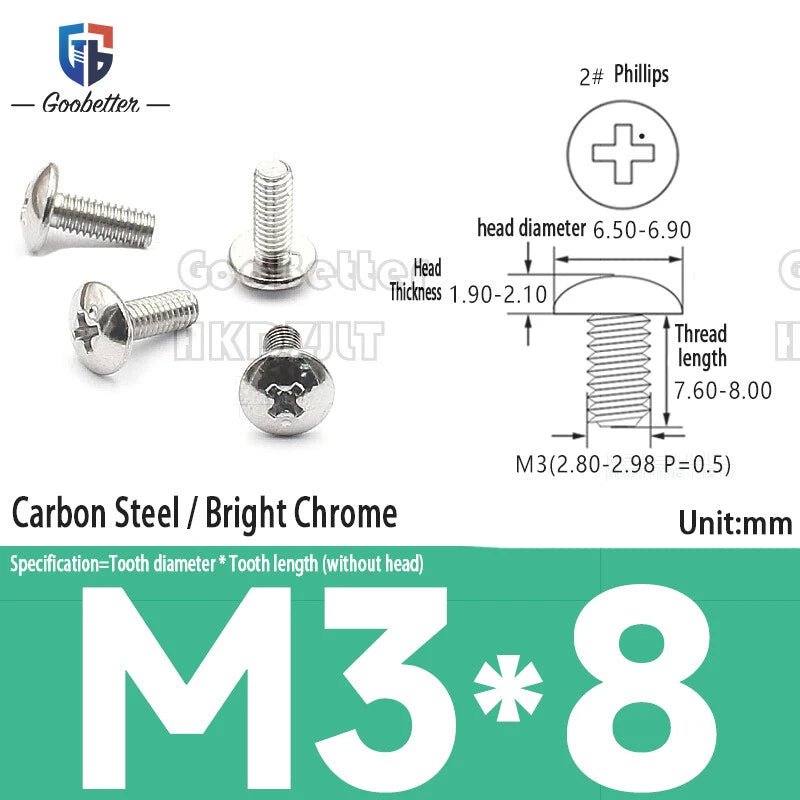 Phillips Flat Head Machine Screws M2.3 to M6 — Carbon Steel, Stainless & Brass, 7 Finishes - HomeDIYer