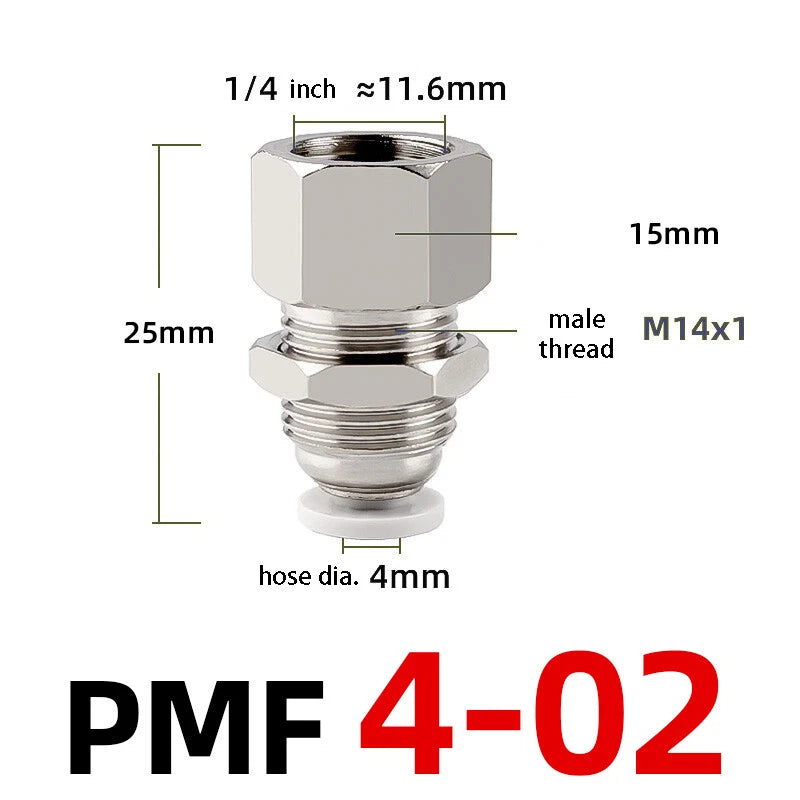 Bulkhead Female Thread Pneumatic Push-In Fittings | 4–12mm Air Hose Tube Connector