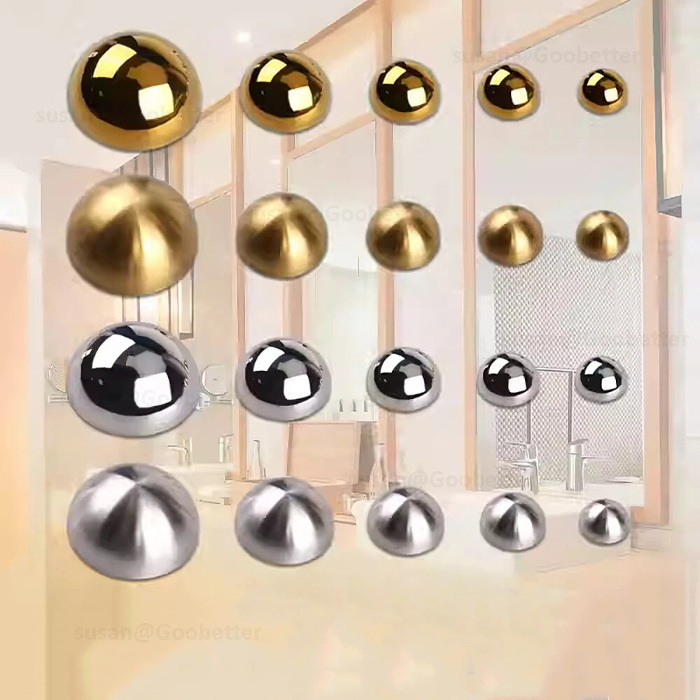 Dome Screw Cover Caps – Electroplated Stainless Steel Mirror Screws, 20mm to 50mm, Silver and Gold