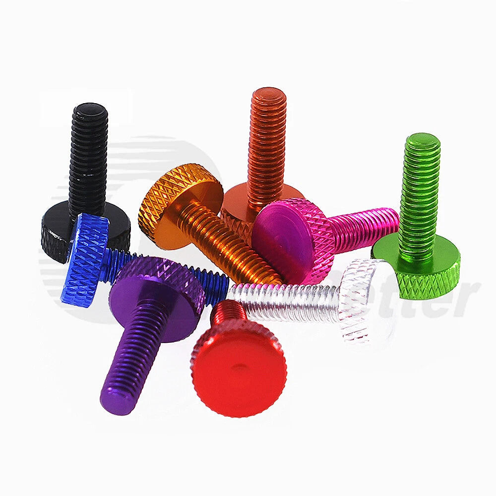 M4 M6 Knurled Thumb Screws Hand Grip Bolts 6-30mm Aluminum Anodised 10 Color D14