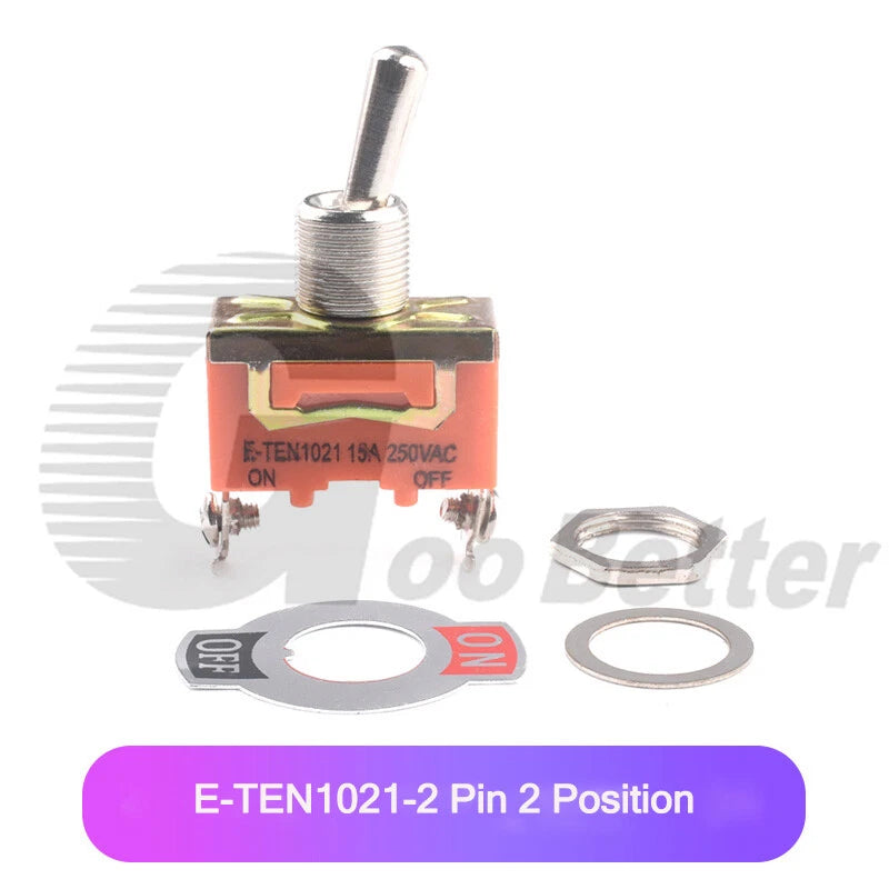 Heavy Duty Toggle Switch On-Off / On-Off-On — SPST/SPDT 2/3 Position, 2/4/6 Pin, 5A 250VAC