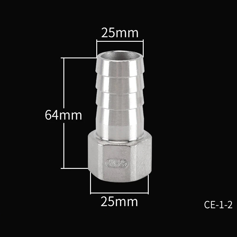 Stainless Steel Female Threaded Hose Barb Fittings — 1/4" to 3/4" NPT