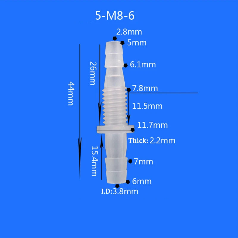 Male Thread Straight Elbow Plastic Hose Barbed Hose Bulkhead Union Connector