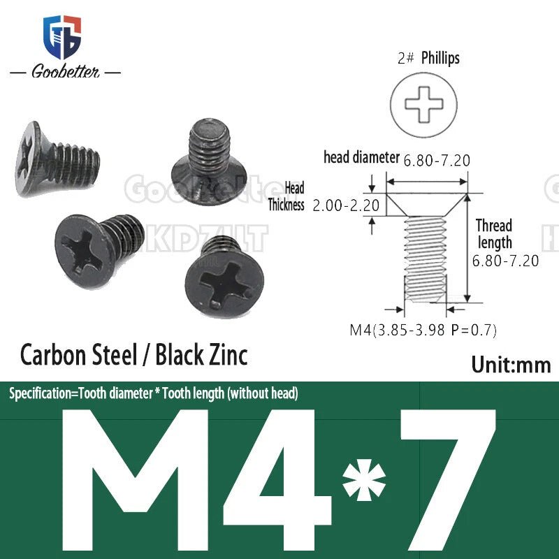 M4 Phillips Flat Head Countersunk Machine Screws — 5 to 45mm, Carbon Steel & Stainless, 9 Finishes - HomeDIYer