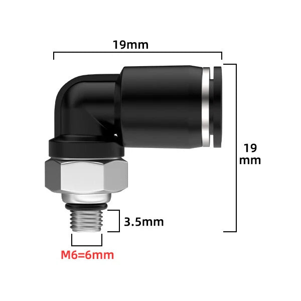Male Thread Elbow Push-in Pneumatic Fitting | Micro Swivel Air Hose Connector